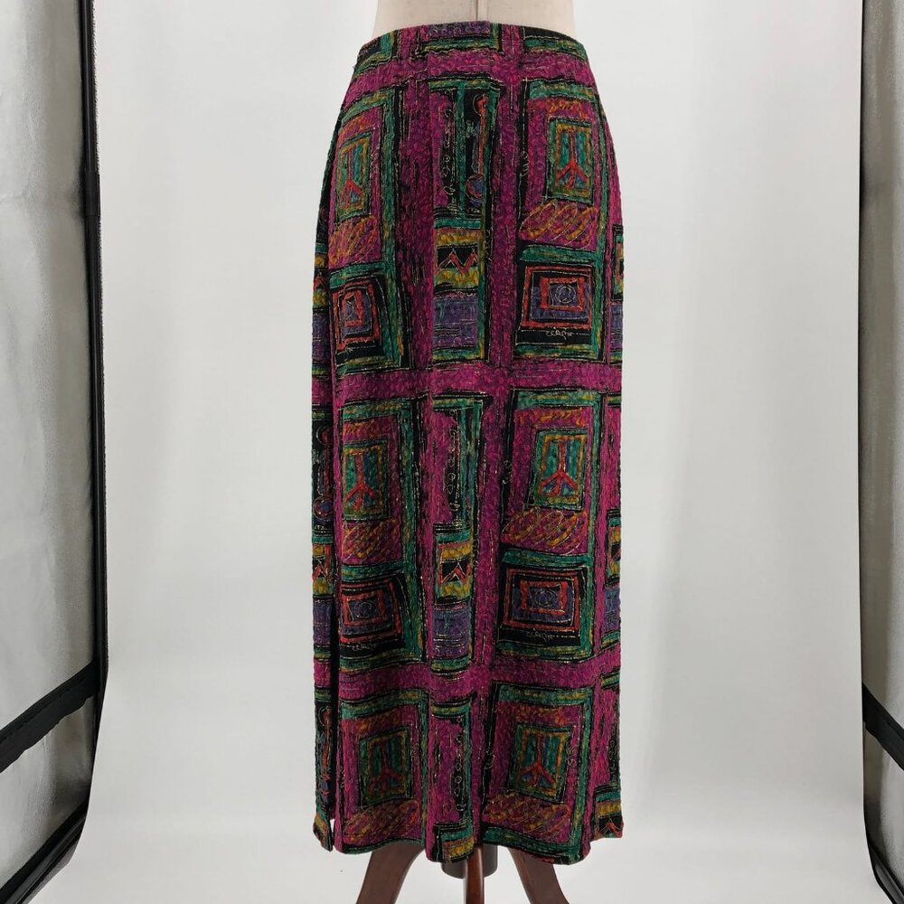Mirasol Pink & Black Geometric Maxi Skirt | All-Season Wear - Picture 2 of 4